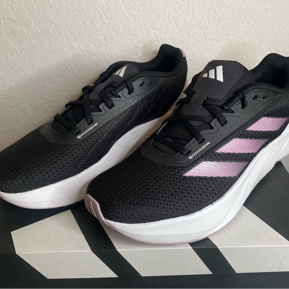 adidas Black Sneakers with Pink Accents